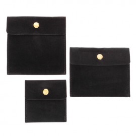 Set 3 huse negre catifelate pentru organizat bijuteriile