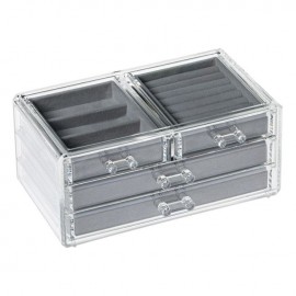 Suport organizator cu 4 spatii pentru cosmetice transparent cu verde