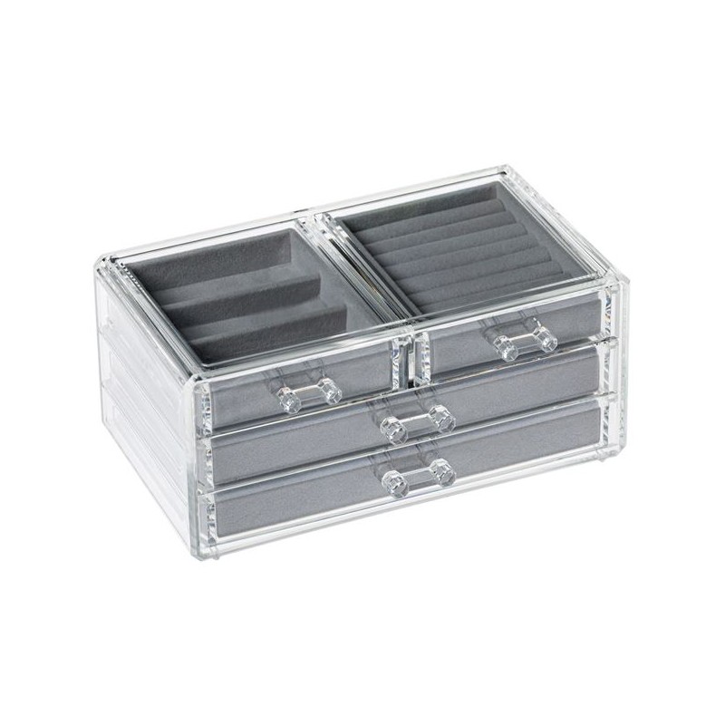 Suport organizator cu 4 spatii pentru cosmetice transparent cu verde