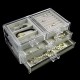 Suport organizator cu 4 spatii pentru cosmetice transparent cu verde