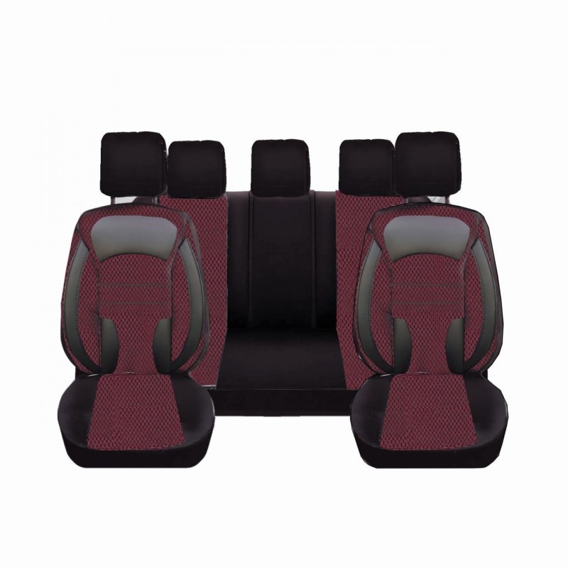 Set huse scaune auto DeluxeBoss negru cu rosu Set huse scaune auto DeluxeBoss negru cu rosu