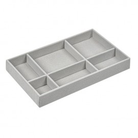 Organizator cu 6 compartimente pentru bijuterii suede gri