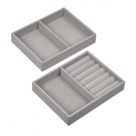Set 2 organizatoare de bijuterii suede gri