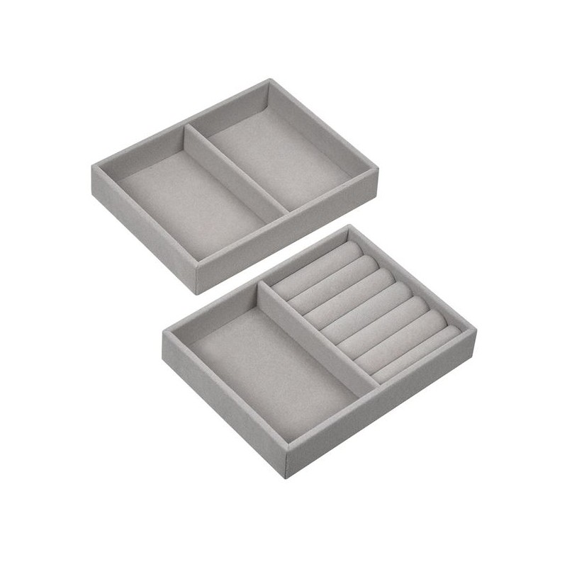 Set 2 organizatoare de bijuterii suede gri Set 2 organizatoare de bijuterii suede gri