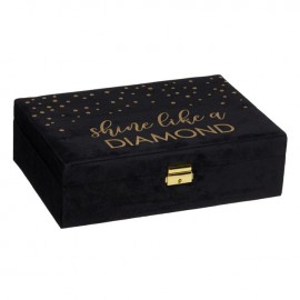 Cutie neagra catifelata pentru organizarea bijuteriilor Diamond