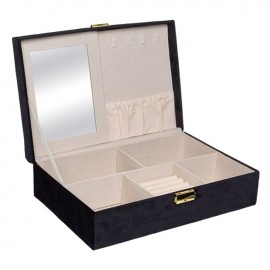 Cutie neagra catifelata pentru organizarea bijuteriilor Diamond