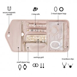 Portofel bej pentru bijuterii capitonat 23x15cm