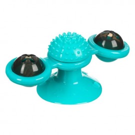 Jucarie pentru pisica dubla spinner turcoaz cu lumina