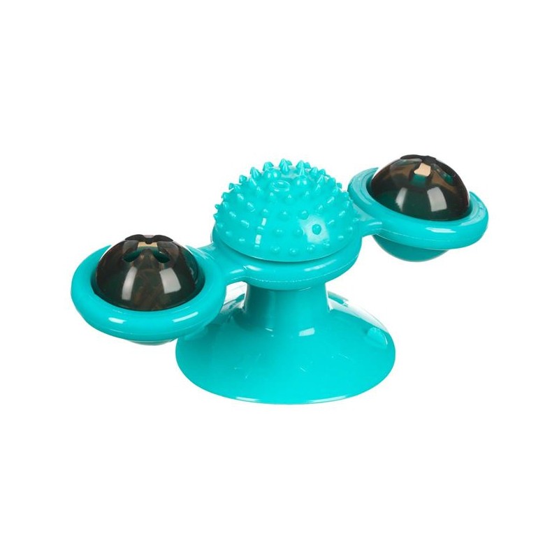 Jucarie pentru pisica dubla spinner turcoaz cu lumina Jucarie pentru pisica dubla spinner turcoaz cu lumina