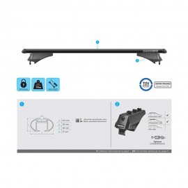 Set bare portbagaj transversale aluminiu tiger black Xl 135 cm cu antifurt