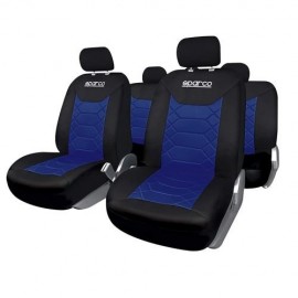 Set 11 bucati huse scaune auto Sparco Sport negru - albastru