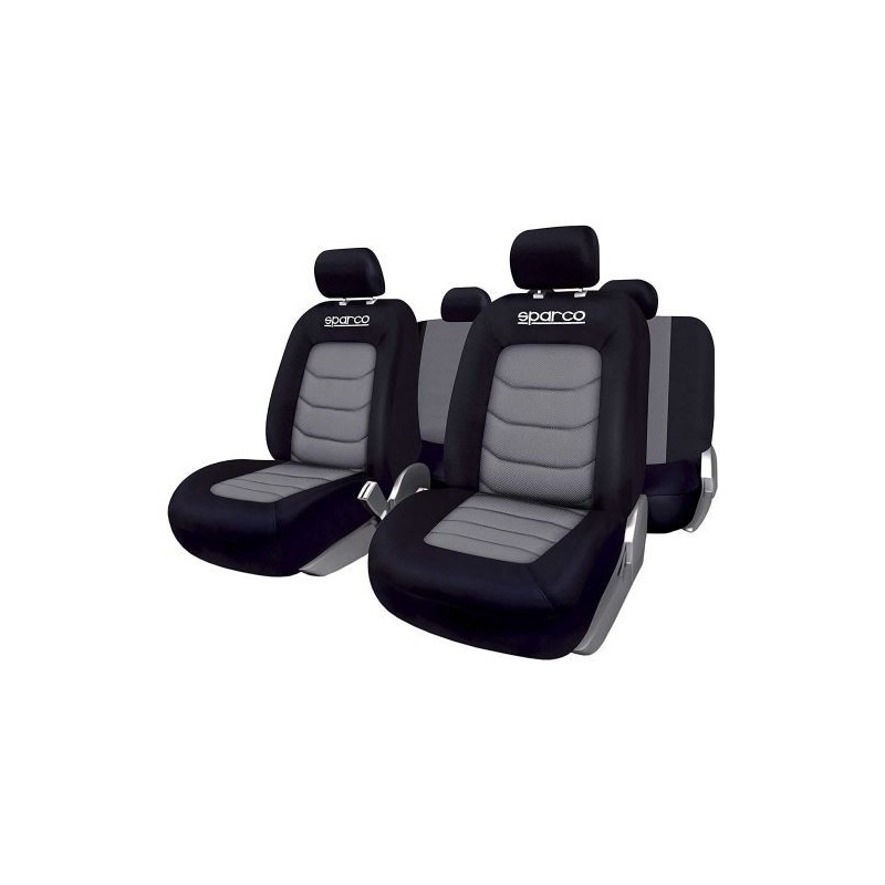 Set 9 bucati huse scaune auto Sparco Ergo Sport negru - gri Set 9 bucati huse scaune auto Sparco Ergo Sport negru - gri