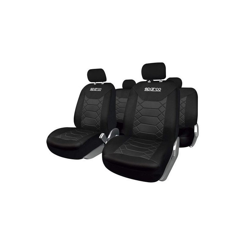 Set 9 bucati huse scaune auto Sparco Sport negru Set 9 bucati huse scaune auto Sparco Sport negru