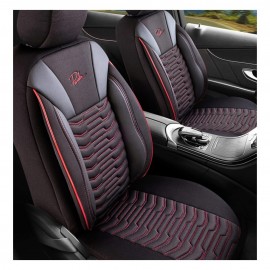 Set huse scaune auto Panda Paris negru cu cusatura rosie