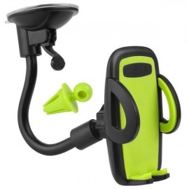 Suport auto pentru telefon prindere ventuza negru cu verde