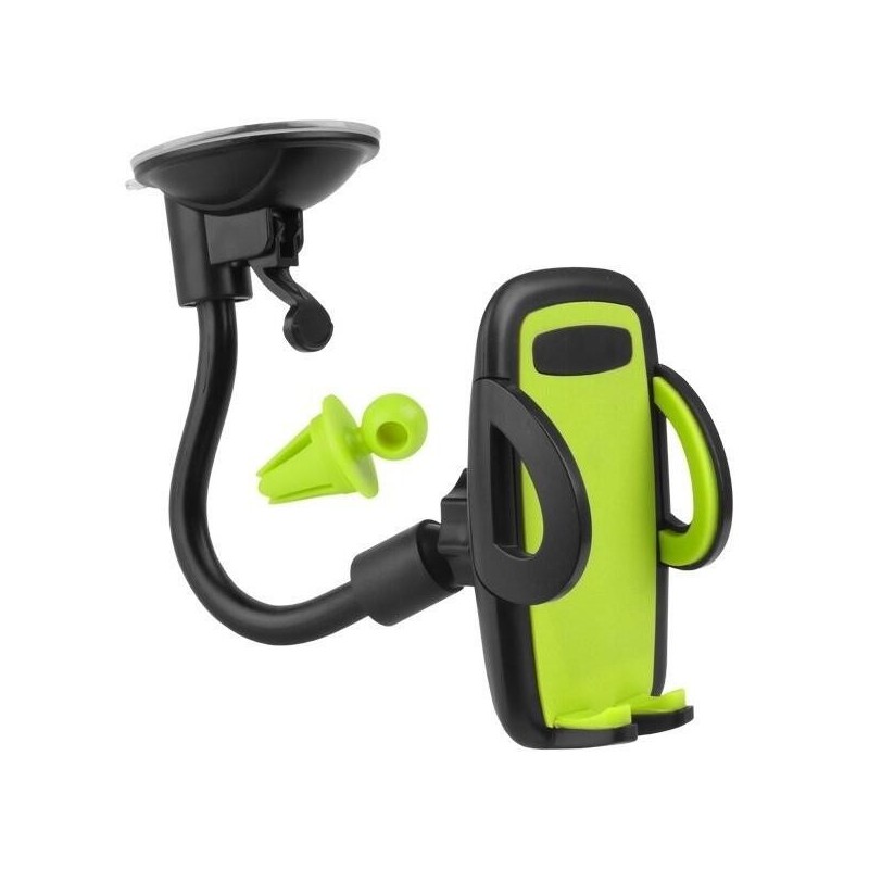 Suport auto pentru telefon prindere ventuza negru cu verde Suport auto pentru telefon prindere ventuza negru cu verde