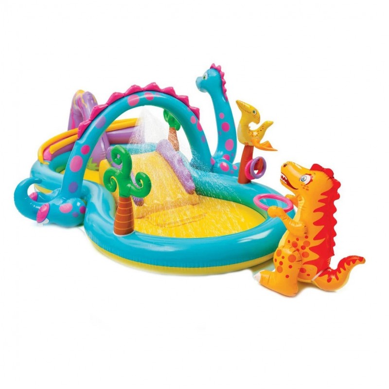 Piscina gonflabila Intex Dinoland pentru copii, cu accesorii