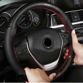 Husa volan Lux cu ac si ata piele perforata negru si carbon
