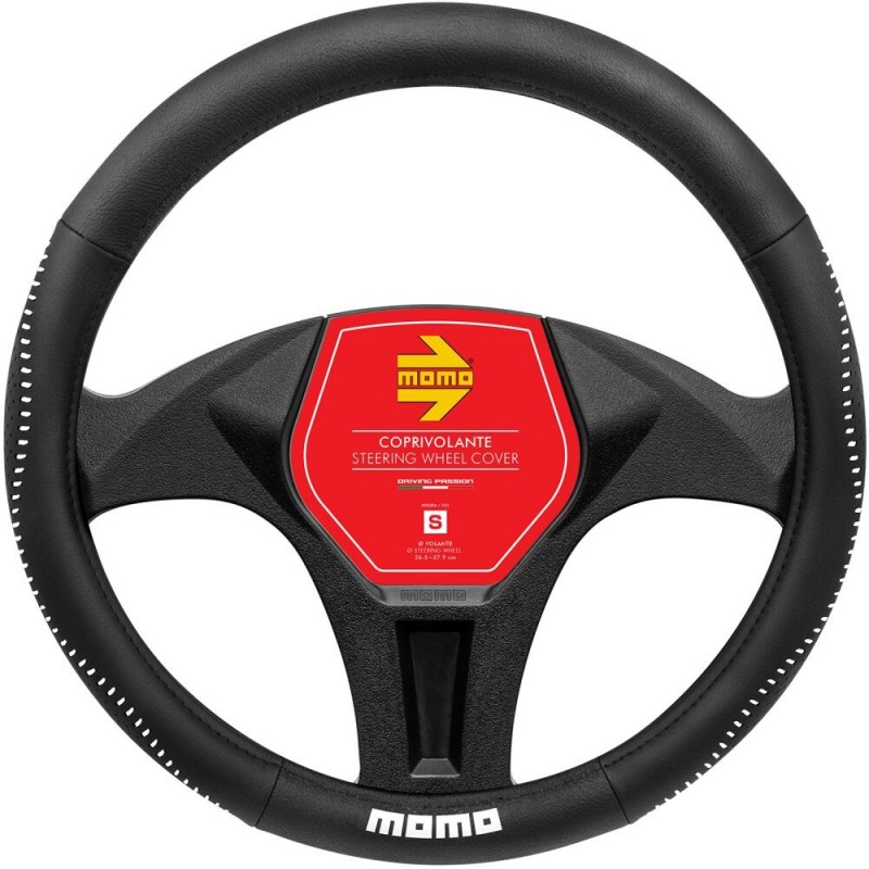 Husa volan MOMO Street din piele ecologica negru cu alb Husa volan MOMO Street din piele ecologica negru cu alb