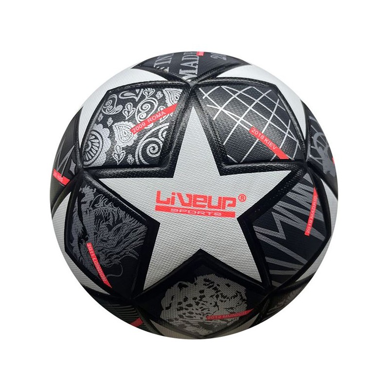 Minge de fotbal marimea 5 neagra cu stele Minge de fotbal marimea 5 neagra cu stele