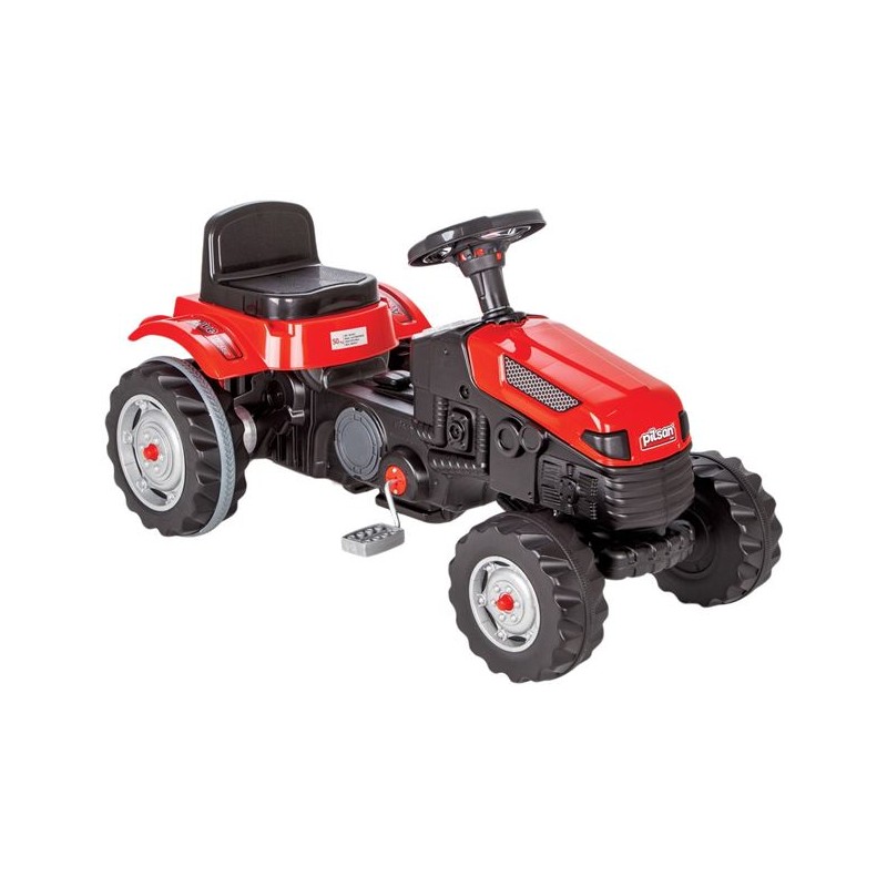 Tractor rosu pentru copii cu pedale si scaun reglabil Tractor rosu pentru copii cu pedale si scaun reglabil