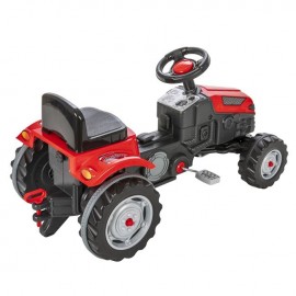 Tractor rosu pentru copii cu pedale si scaun reglabil