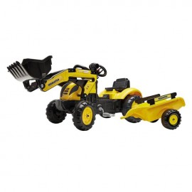 Tractor cu cupa de excavator cu pedale si remorca pentru copii