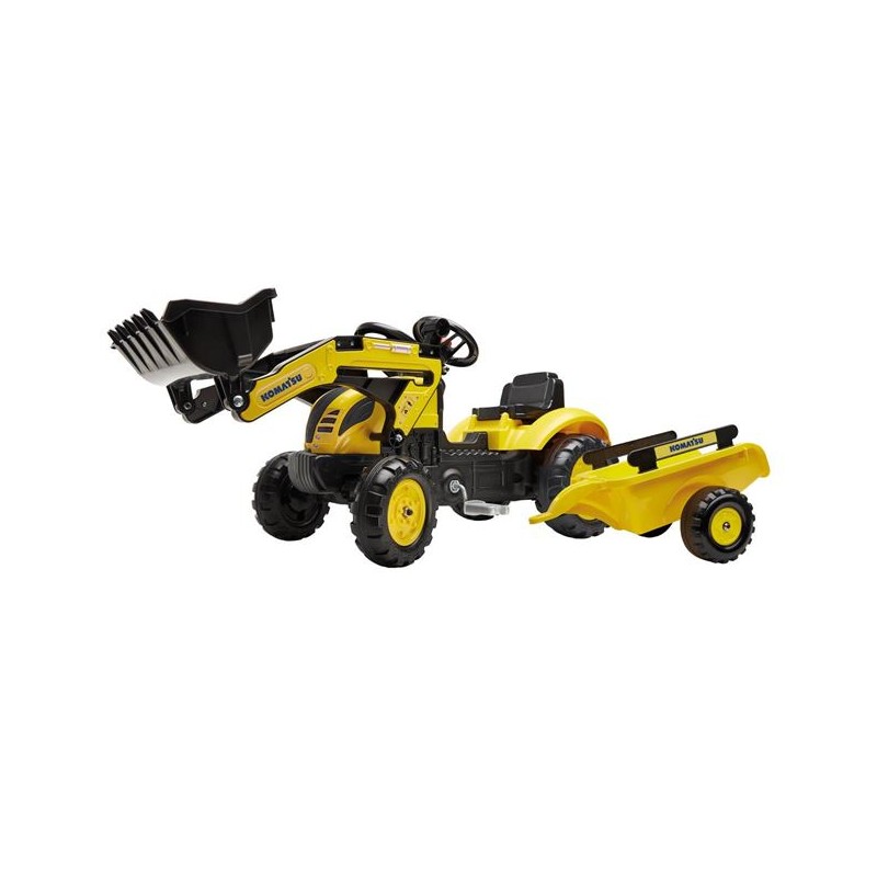 Tractor cu cupa de excavator cu pedale si remorca pentru copii Tractor cu cupa de excavator cu pedale si remorca pentru copii