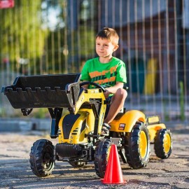 Tractor cu cupa de excavator cu pedale si remorca pentru copii