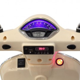 Motocicleta electrica Vespa cu motor de 30W si detalii realiste pentru copii