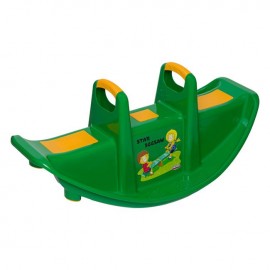 Balansoar de plastic verde cu manere galbene si scaune