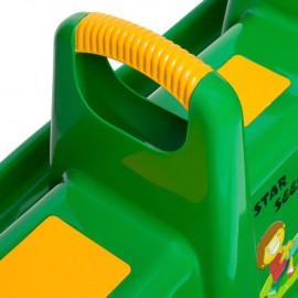 Balansoar de plastic verde cu manere galbene si scaune