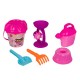 Galeata pentru plaja cu model cupcake, donut si 5 accesorii in rucsac practic transparent.