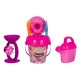 Galeata pentru plaja cu model cupcake, donut si 5 accesorii in rucsac practic transparent.