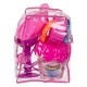Galeata pentru plaja cu model cupcake, donut si 5 accesorii in rucsac practic transparent.