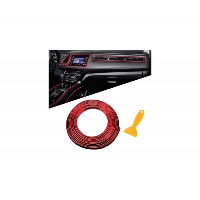 Banda decorativa pentru interior auto rosie 5 metri