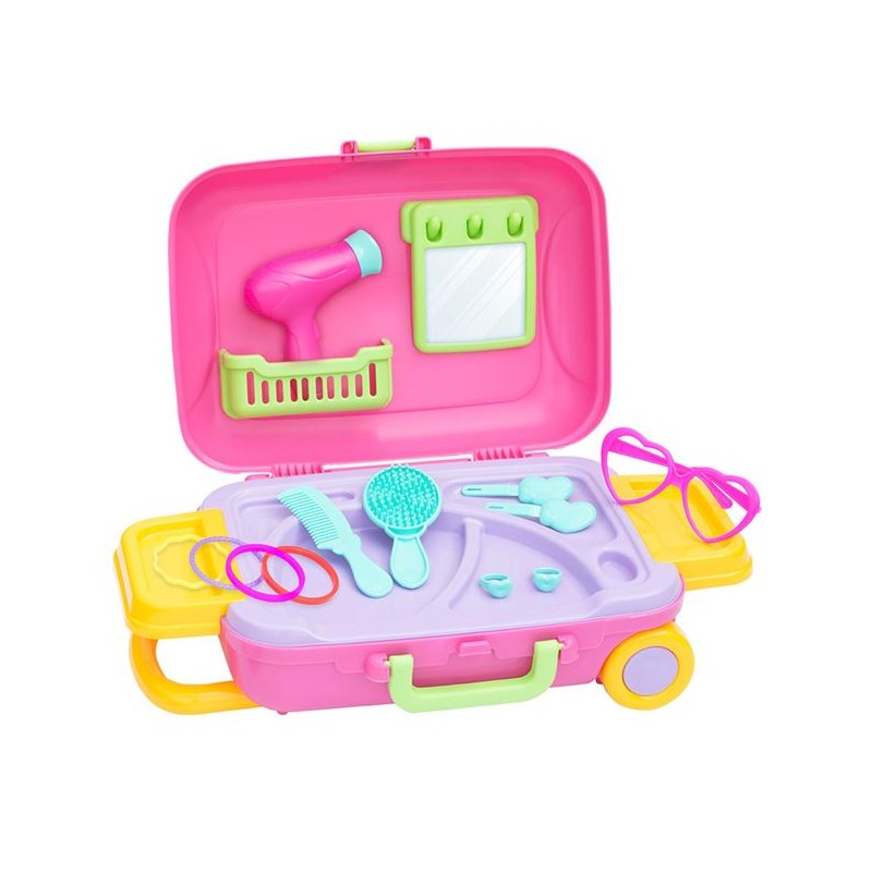 Set de joaca valiza cu 18 accesorii pentru coafor