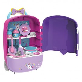 Set de joaca valiza cu 12 accesorii pentru bucatarie