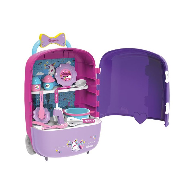 Set de joaca valiza cu 12 accesorii pentru bucatarie