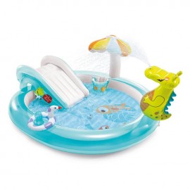 Piscina cu tobogan si model crocodil pentru copii
