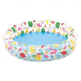 Piscina cu 2 inele si model flamingo si fructe pentru copii