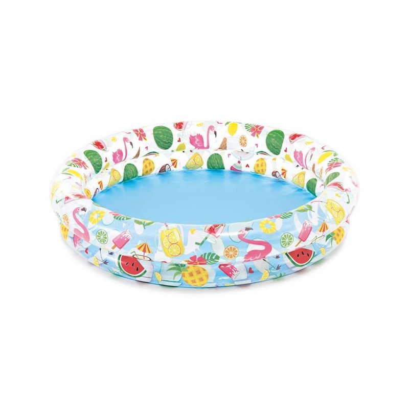 Piscina cu 2 inele si model flamingo si fructe pentru copii Piscina cu 2 inele si model flamingo si fructe pentru copii