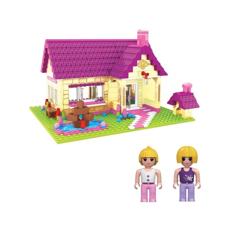 Set caramizi constructie casa Fairyland si 2 figurine