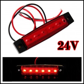 14 x 54 Lampa laterala 6 LED-uri 24v lumina rosie