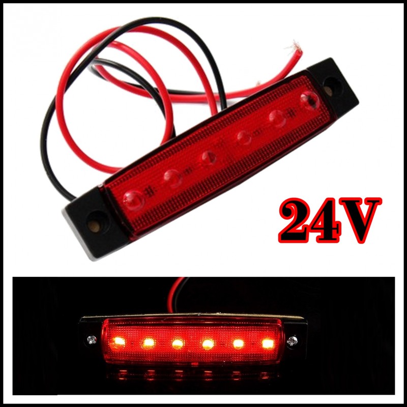 14 x 54 Lampa laterala 6 LED-uri 24v lumina rosie 14 x 54 Lampa laterala 6 LED-uri 24v lumina rosie