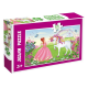 Puzzle cu printesa in rochita roz si unicorn