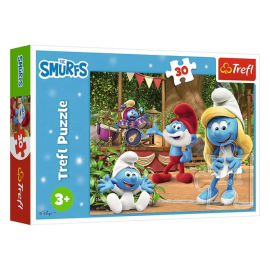 Puzzle cu strumfii scena cu tobe