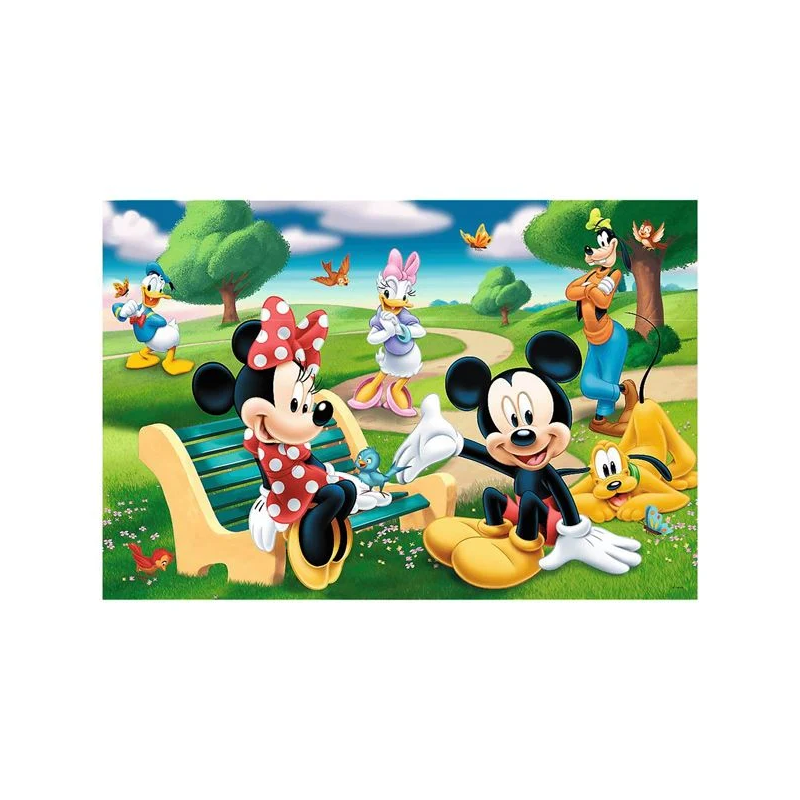 Puzzle cu Minnie si Mickey in parc