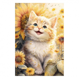 Puzzle cu pisicuta si floarea soarelui