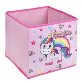Cutie de depozitare roz Unicorn Curcubeu